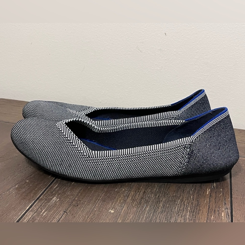 Rothy's Navy and White Knit Slip-On Flats